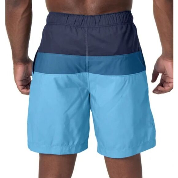 SPEEDO Colorblock Volley Swim Shorts Sz S (30-32) Blue Stripe Trunk Swimsuit NWT - Picture 2 of 11